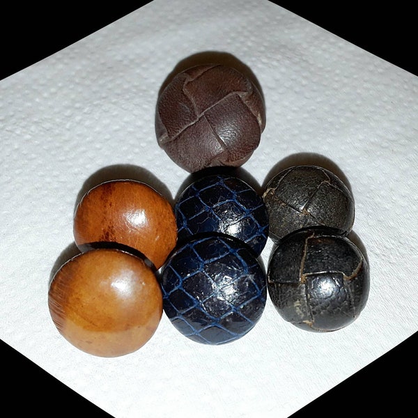 Collection of Antique & Vintage Woven Leather Shank Buttons / Pair of Genuine Snakeskin Buttons / 3 Pair of Leather Buttons for Suit-Blazers