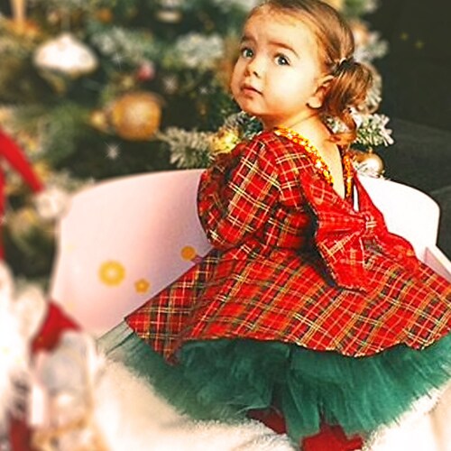 Christmas Baby Girl Dress Plaid Xmas 