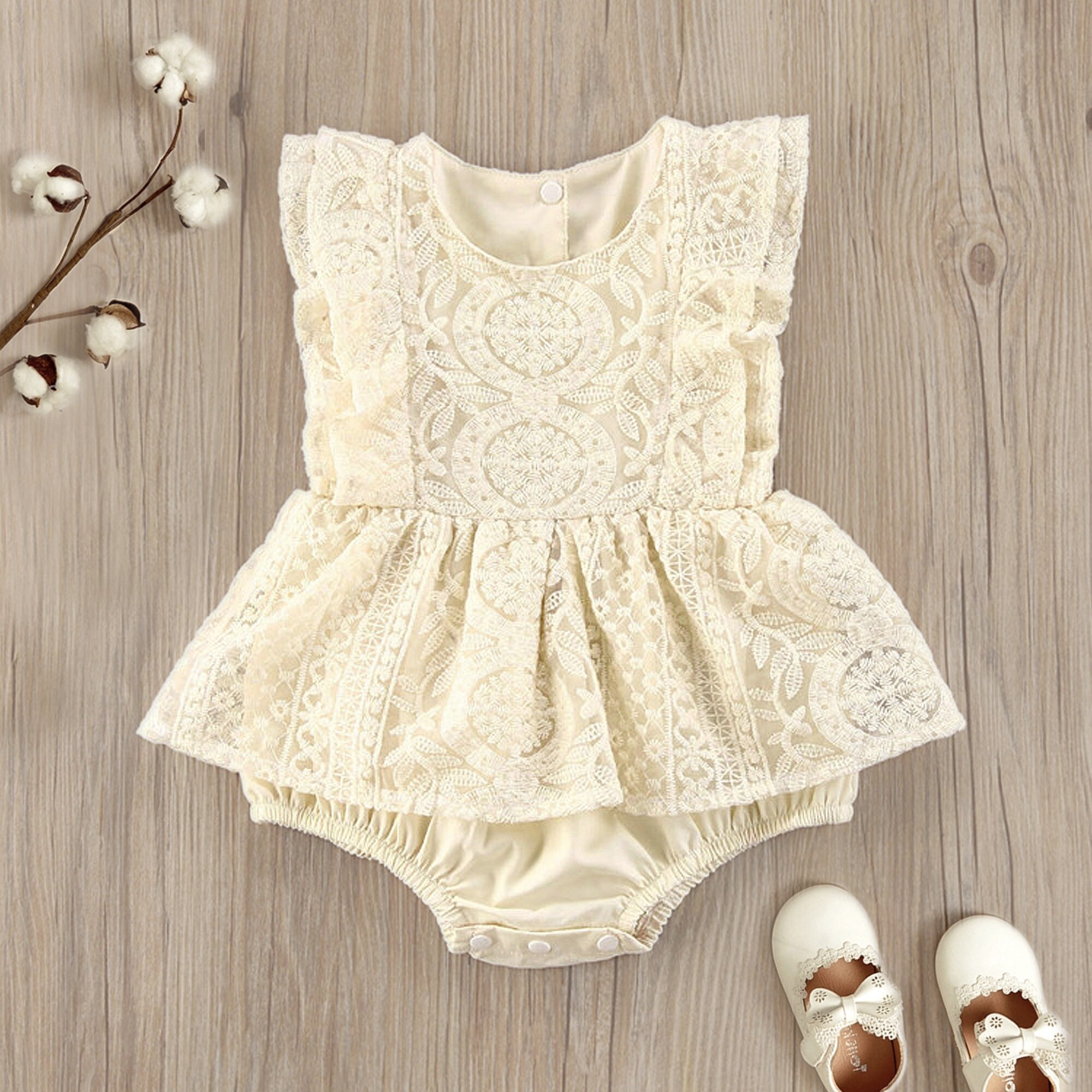 Boho Baby Girl Dress Cream Ivory lace Baby Romper for Baptism Etsy
