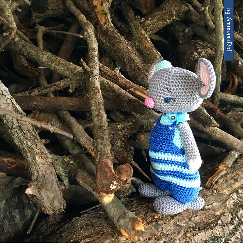 Personalized Baby Gift Stuffed Animal Blue Mouse Handmade Kids Etsy