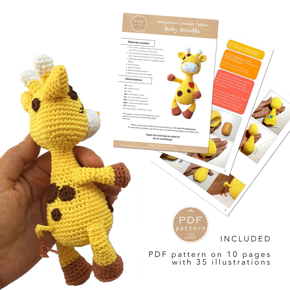 Set of Crochet Patterns Baby Toys Giraffe Rattles PDF Easy Etsy