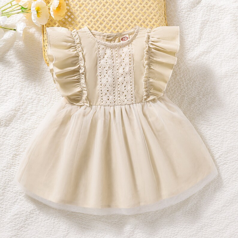 Boho Baby Girl Dress White Floral Crown. Beige Ivory Lace Etsy