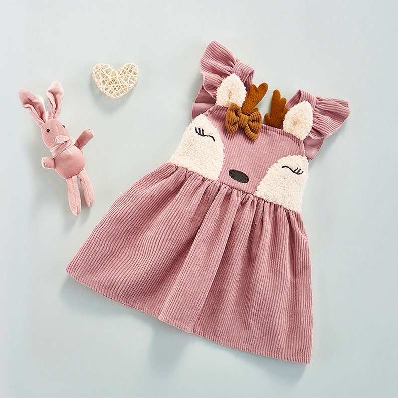 Robe rose de petite fille Cerf - Créatrice ETSY : AmimamiDoll