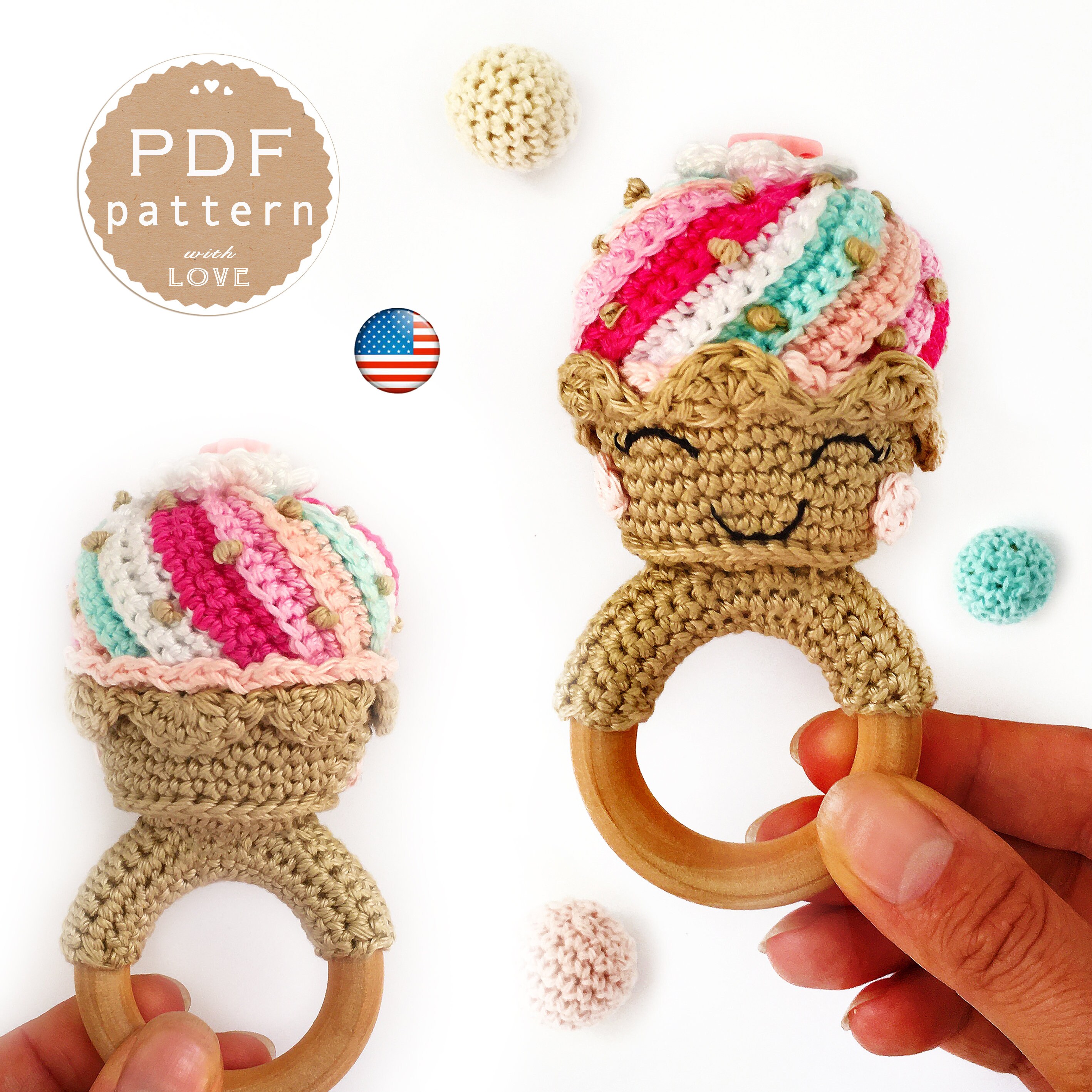 Amigurumi Cupcake Toy & Baby Rattle easy Crochet pattern PDF Etsy