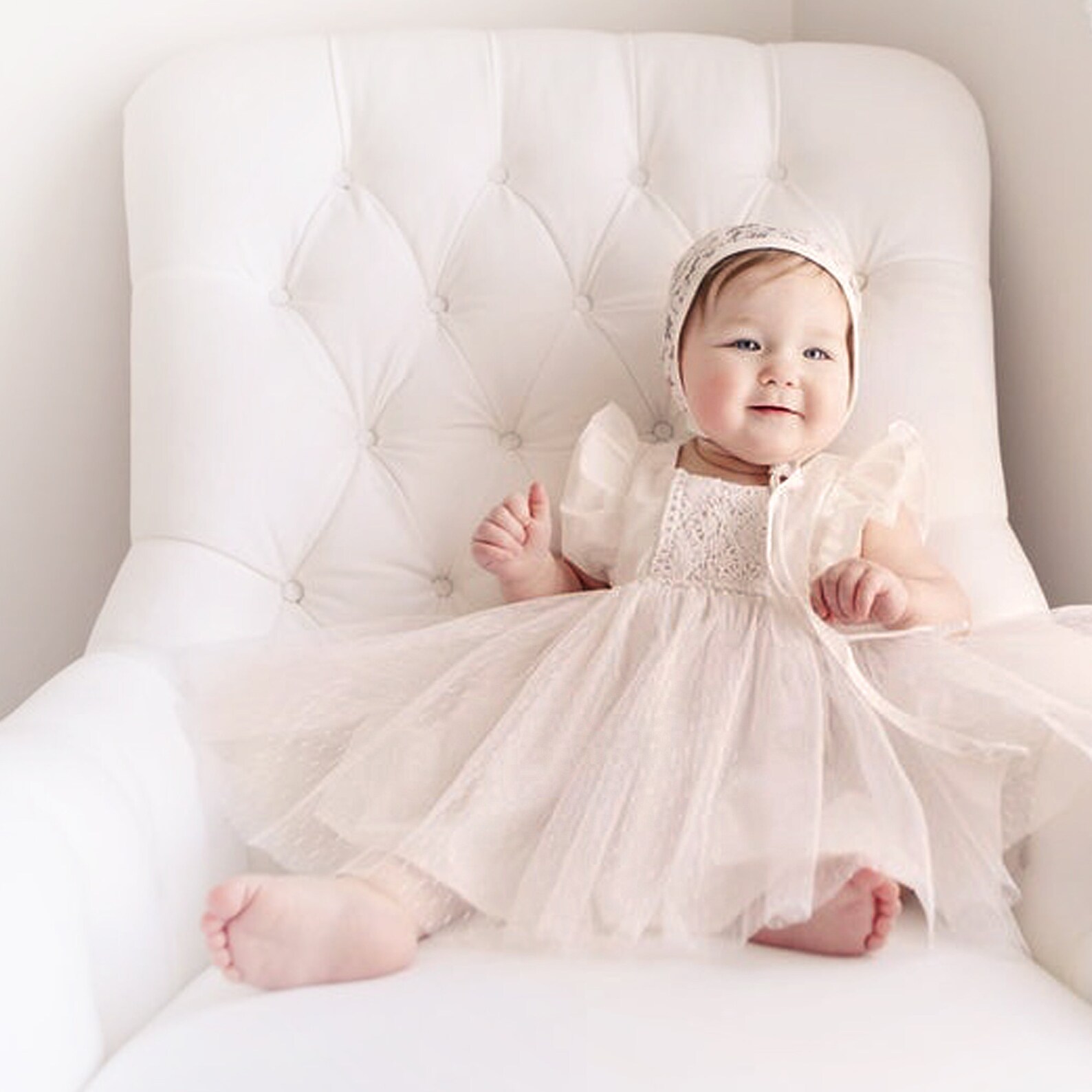 Boho Baby Girl Dress White Floral Crown. Beige Ivory Lace Etsy