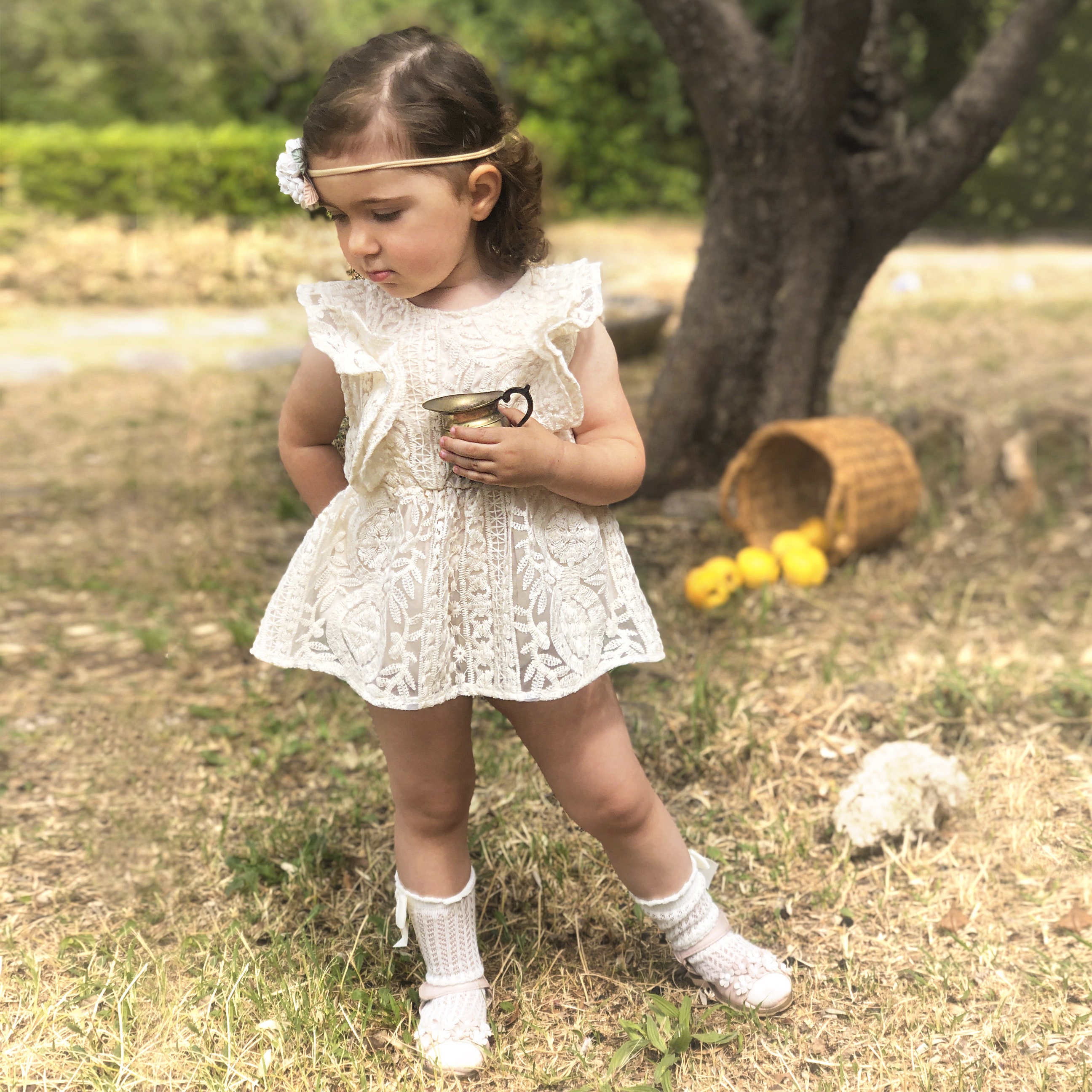 Boho Baby Girl Dress Cream Ivory lace Baby Romper for Baptism Etsy