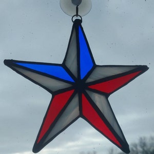 Stained Glass Red, White and Blue Patriotic Star Suncatcher