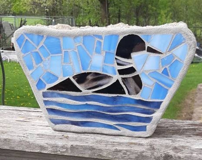 Mosaic Stained Glass Loon Garden Stone Etsy