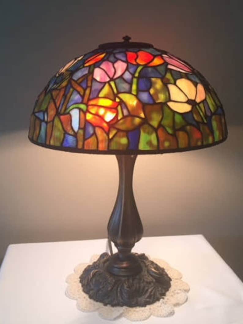 Stained Glass Tiffany 14 Tulip Lamp Reproduction Etsy