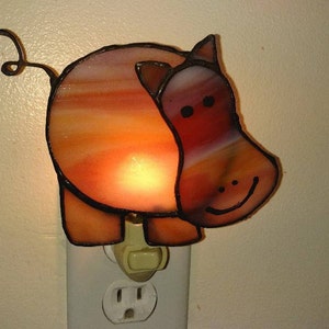 Stained Glass Hippo Nightlight
