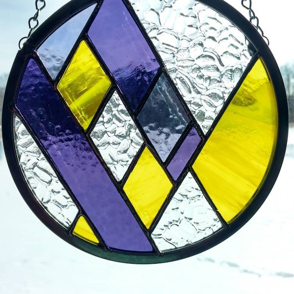 Stained Glass Panel Geometric Etsy