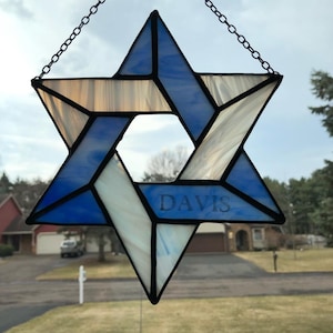 Stained Glass Star of David Suncatcher