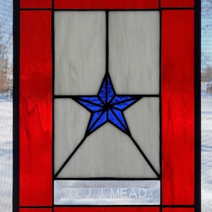 Stained Glass Service Star Flag Panel