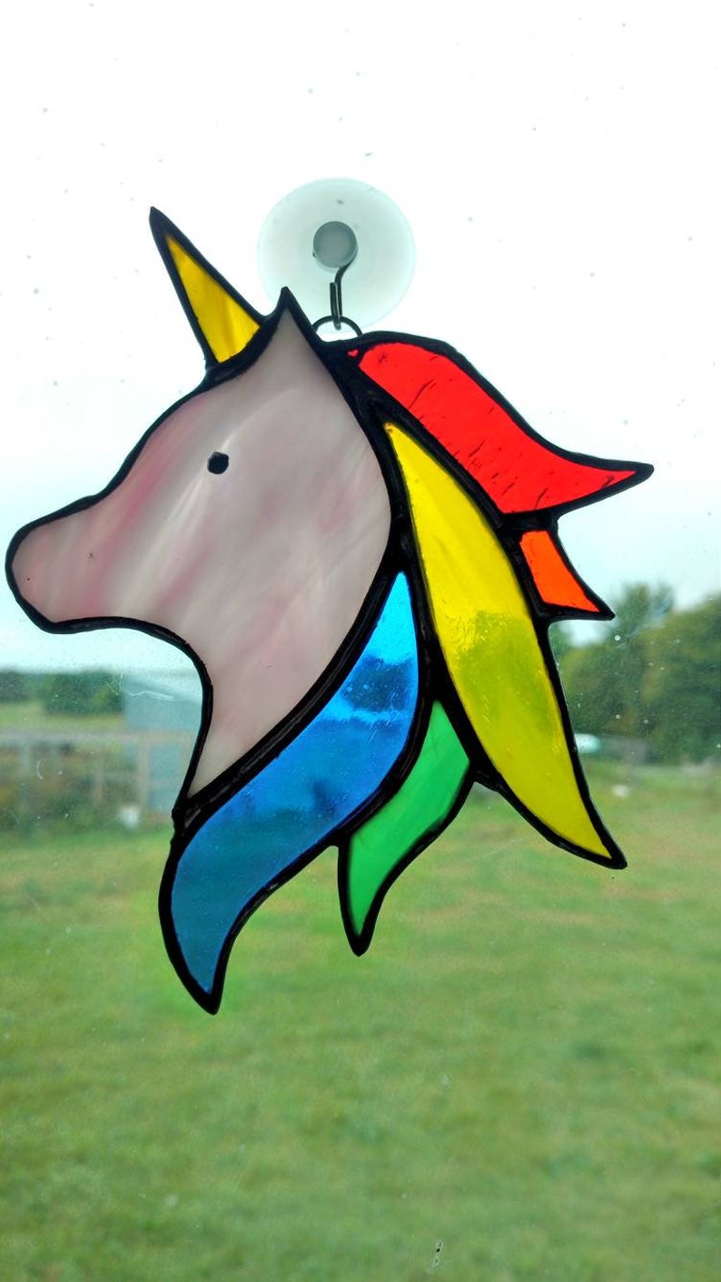 Stained Glass Unicorn Suncatcher Etsy