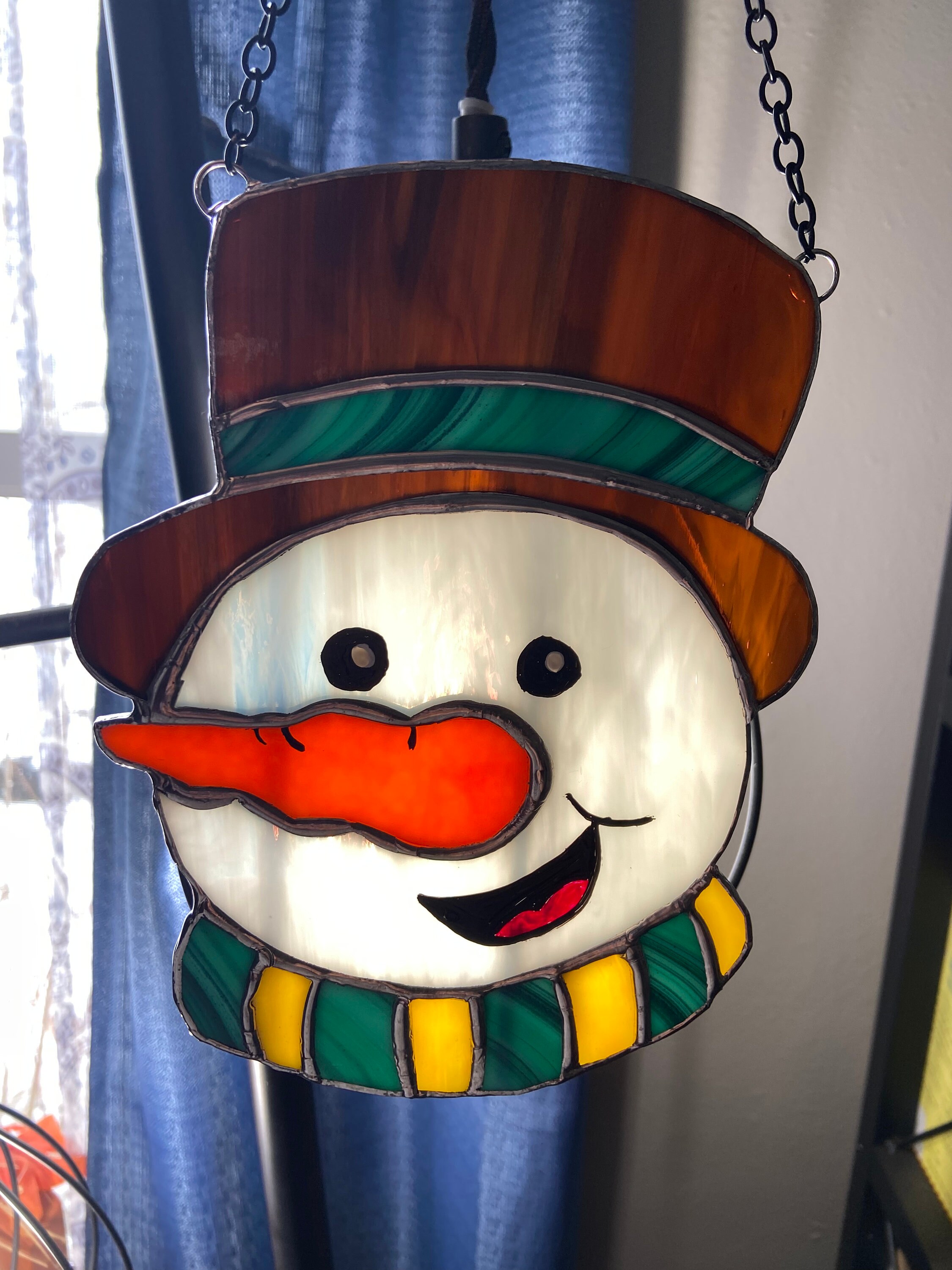 Stained Glass Snowman Face - Etsy