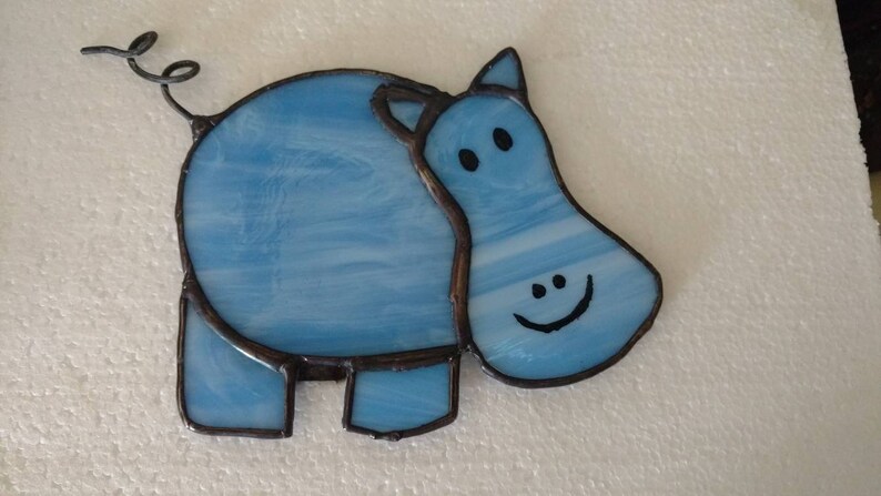 Stained glass Hippo suncatcher