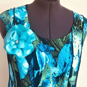 Handmade Very Big Flower satin Hair accesories, Turquoise aqua flower clip image 2