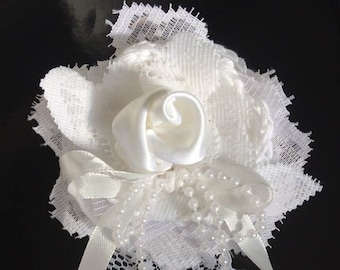 large white Flower, Bridal Accessories Wedding hair comb, flower Brooch Hair clip