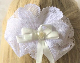 Large Flower hair clip Big Flower for Bridal Hair, flower girls Wedding Hair Accessories  White Hair clip