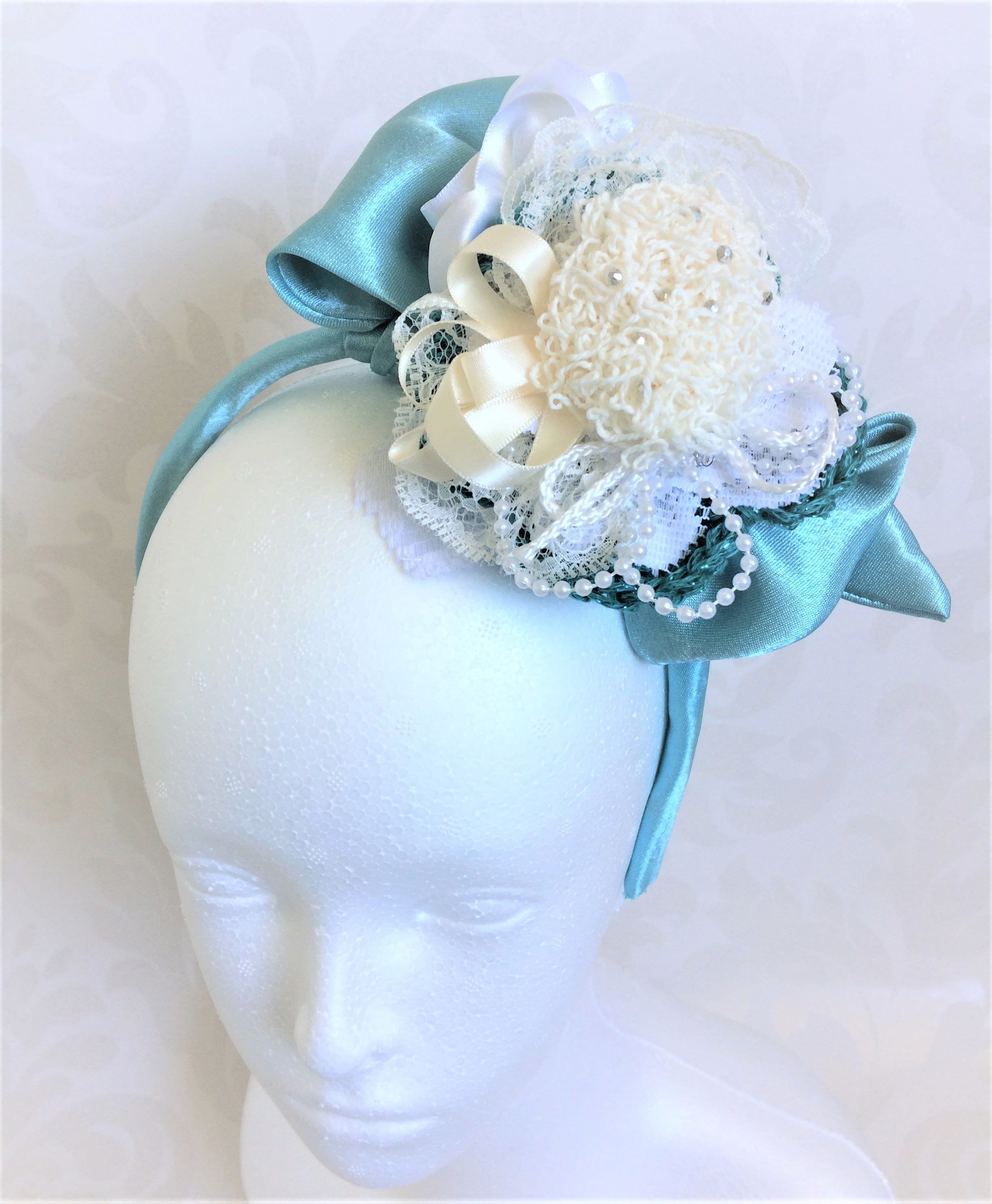 Wedding Fascinator Headband Headpiece Aqua Blue Hat Etsy New Zealand