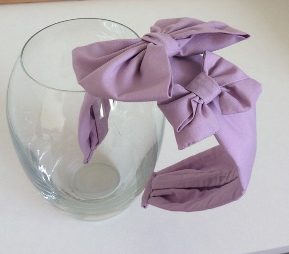 Mauve double satin bow headband