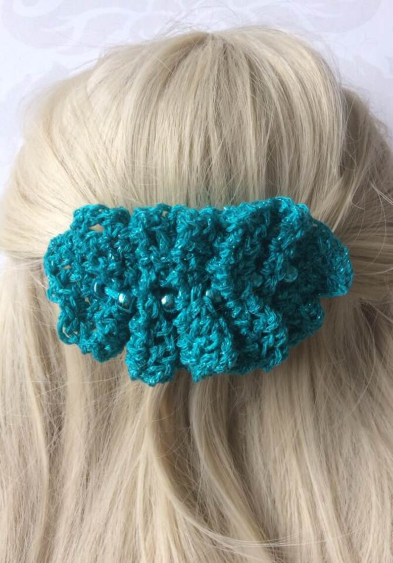 Crochet hair clip barrettes Green sparkling Hair slide with Etsy