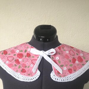 Detachable collar, Oversized peter Pan Collar- Pink and White