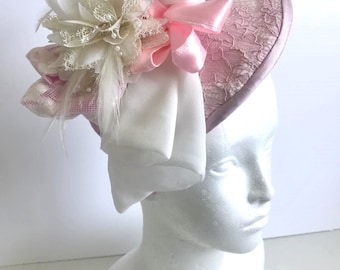 pink hat, royal ascot hat for woman, wedding hat, mother of bride one off