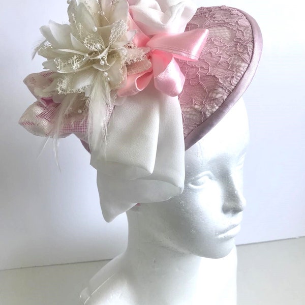 pink hat, royal ascot hat for woman, wedding hat, mother of bride one off