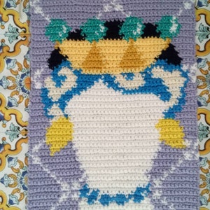 Sicilian wall art, Sicily tapestry crochet decoration, sicilian head wall hanging, home decor for a sicilian gift, unique, handmade art