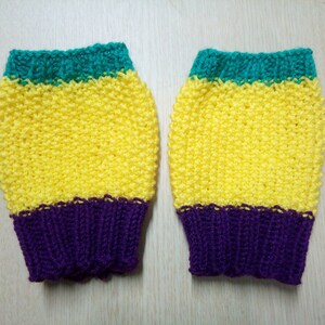 Fingerless mittens, Sporty hand gloves, handmade gloves, hand warmers, yellow muffs, wrist warmers, knit mittens, texting mittens