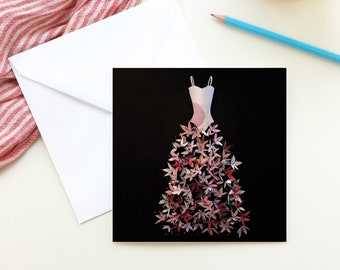 Pinned Paper Flower Dress Greeting Card - LDN28