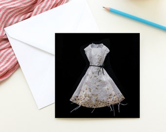 Stitched Paper Butterflies Dress Greeting Card - LDN31