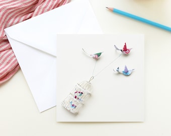 A Flying Bird Cage Greeting Card - LDN11
