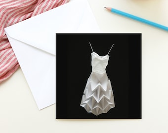 White Folded Paper Dress Greeting Card - LDN29