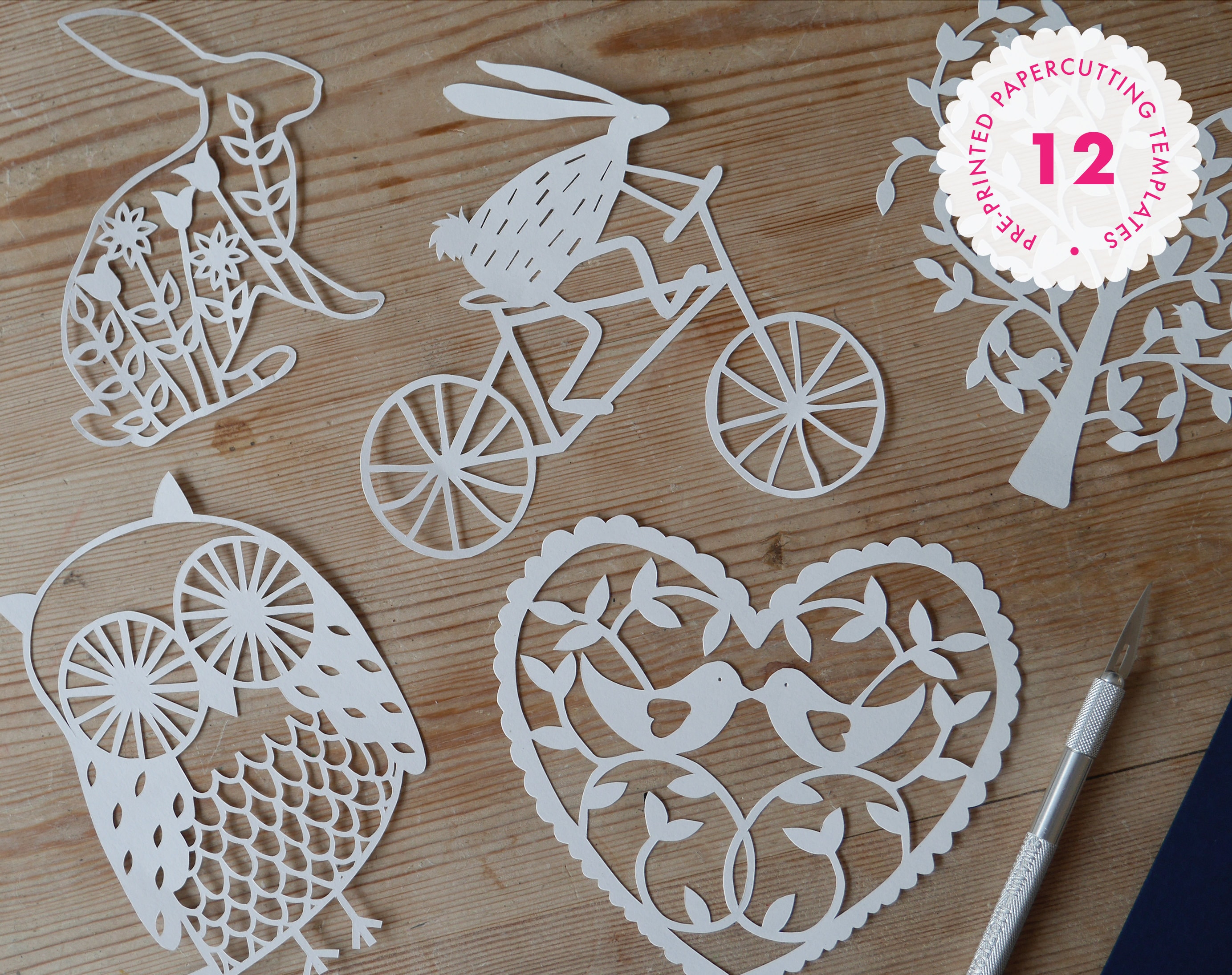 Papercutting template starter pack: 12 beginner a5 designs - etsy