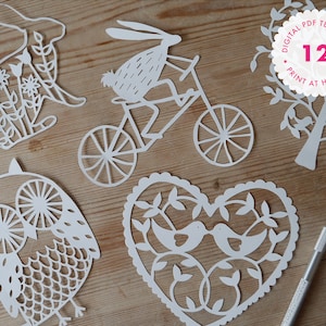 PDF Starter Papercutting Template Pack includes 12 x A5 designs - for instant digital download