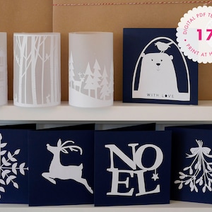 Christmas Papercutting Template Pack: Lanterns, Cards & Gift Tags (PDF Download)