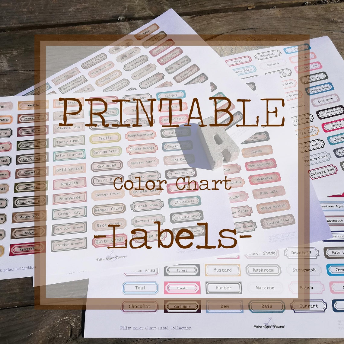 Printable Color Chart Labels. Digital Download for Altered | Etsy