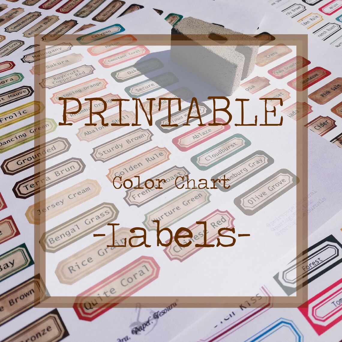 Printable Color Chart Labels. Digital Download for Altered | Etsy