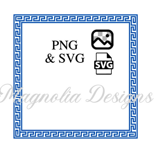 Navy Greek Key Frame SVG | Rectangle | Frame SVG | Greek Key | Png | Chinoiserie Frame | Monogram | Chinoiserie | Clipart | Clip