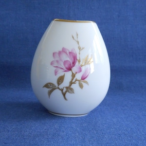 Alboth Kaiser * Ak * Bavaria * Small Vase * Pink Flowers * Gold Gilt * 1968