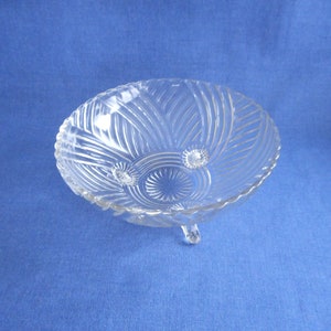 Prismatic Swirl Footed Bowl #979 * Clear Glass * Anchor Hocking * 1940&#39;s