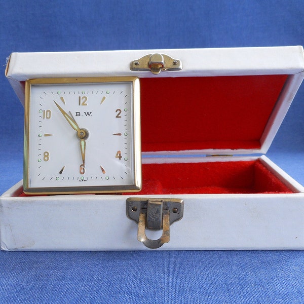 B.W. Folding Travel Alarm Clock Jewelry Box * Made in Japan * WORKS GREAT!
