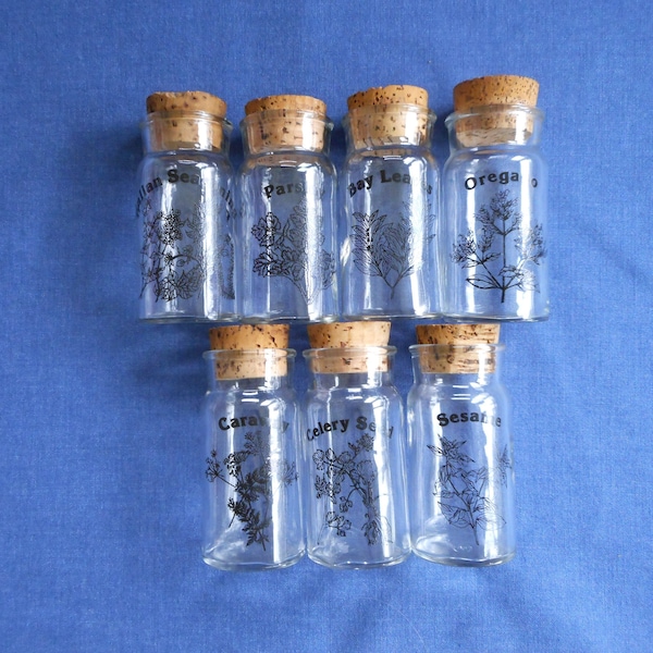 Wheaton Glass Spice Jars with Cork Tops * Vintage 1970's * Choose one or more!