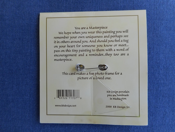 Hand Painted Porcelain Cat Pin: Moon & Star Brooc… - image 2