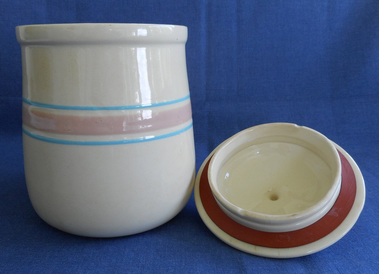 Mccoy Canister Cookie Jar Pink & Blue Band 131 1970's Etsy