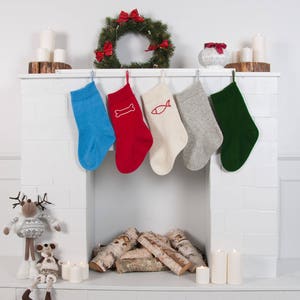 Personalised pet Christmas stockings, Dog Personalized Christmas stocking, Cat stocking, Fish or bone icon