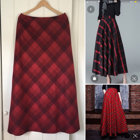 Vintage Eddie Bauer Wool Plaid Maxi Skirt - image 1