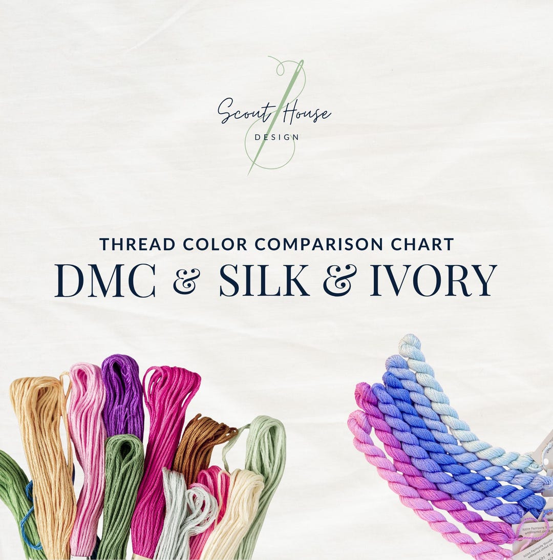DMC Silk Ivory Thread Color Comparison Chart | Embroidery Needlepoint ...